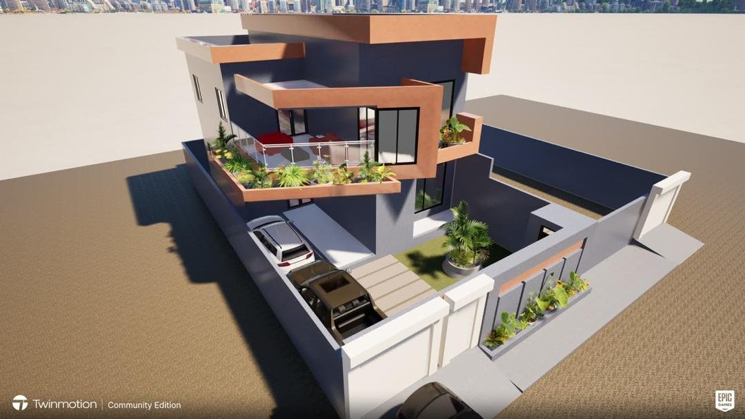 Visualisation 3D d’une villa avec cour